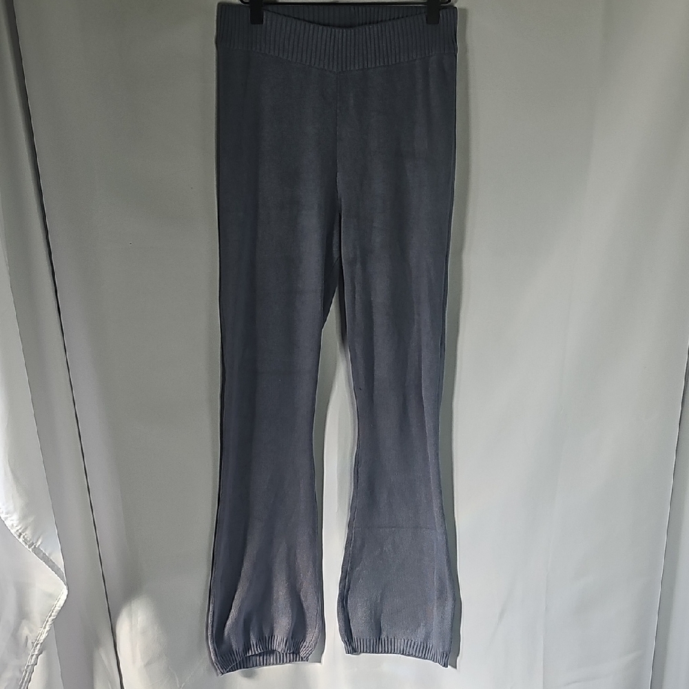 Pink Rose Knit Flare Pants Size Medium Blue Loungewear Softgirl Aesthetic boho